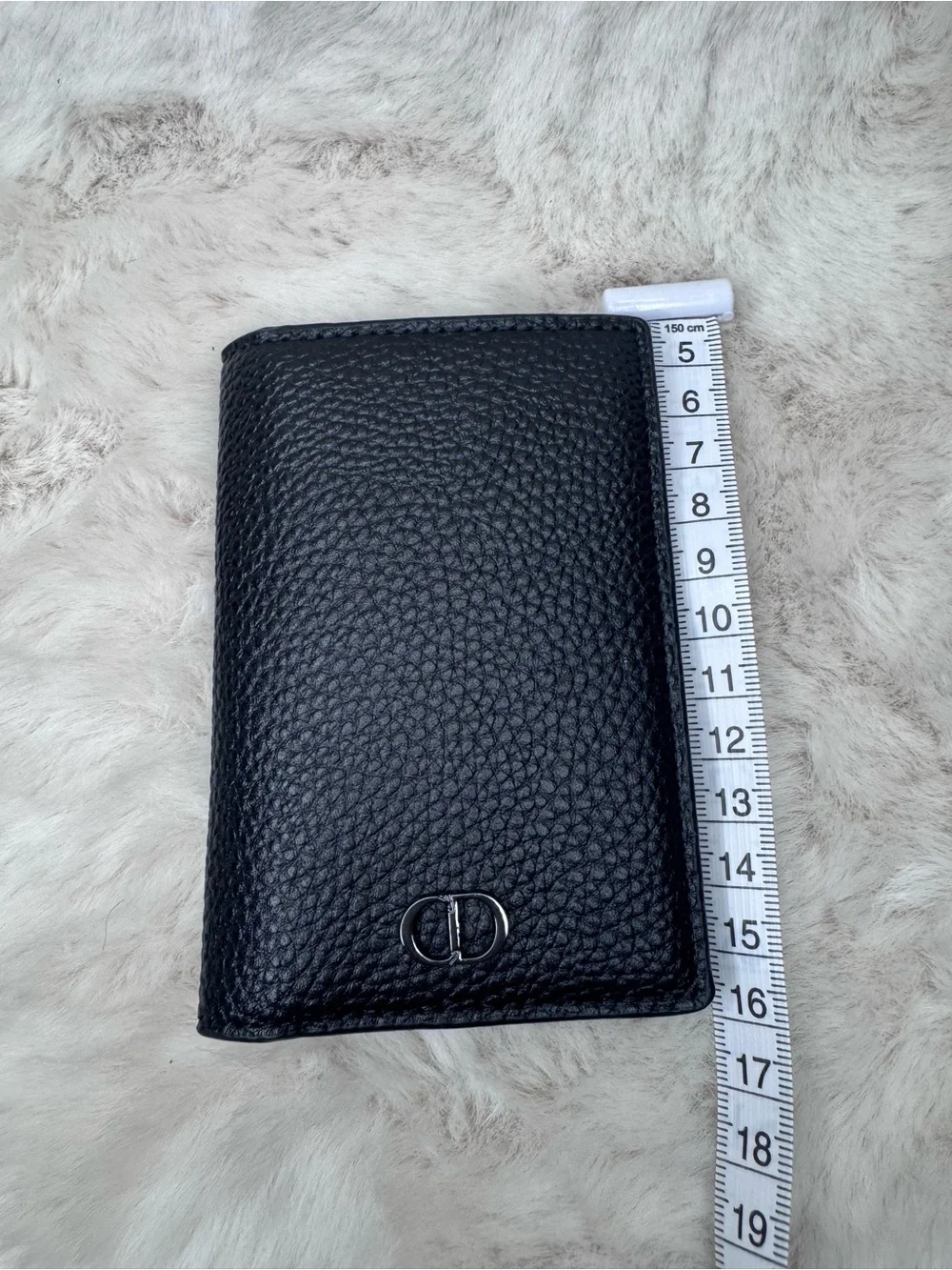 Dior Black Pebbled Leather Bifold Card Wallet with Silver CD ‼️No Box‼️